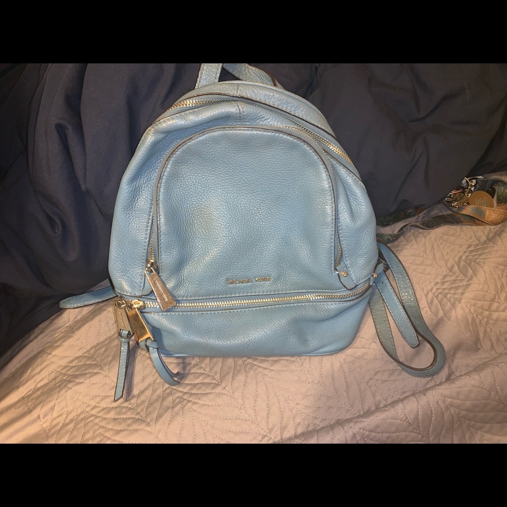 Baby blue used Michael kors backpack